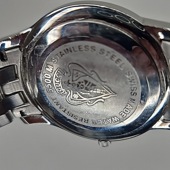 Authentic Gucci Watch 5500M Dial Quartz Silver  Gray Link Date Watch - Picture 10 of 14